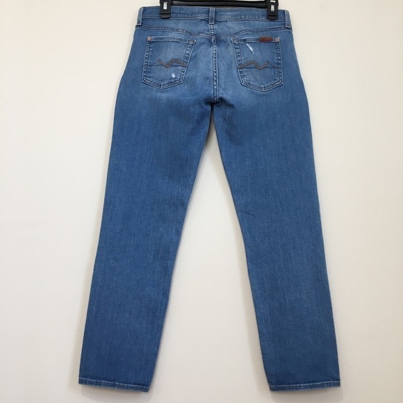 7 For All Mankind Mid Rise Josefina Skinny Boyfriend Denim blue jeans - Picture 3 of 16